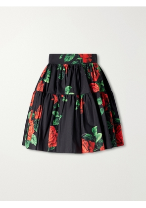 Dolce & Gabbana - Floral-print Cotton-poplin Mini Skirt - Black - IT36,IT38,IT40,IT42,IT44,IT46