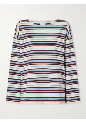 Posse - Nadine Striped Cotton-jersey Shirt - Brown - xx small,x small,small,medium,large,x large,xx large