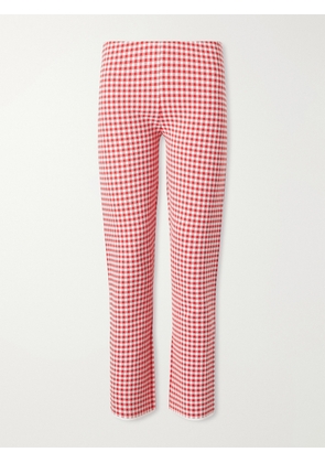 Posse - Micah Checked Jersey Straight-leg Capri Pants - Red - xx small,x small,small,medium,large,x large