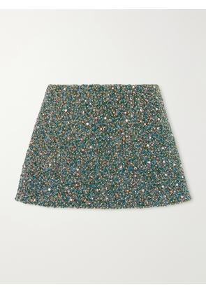 Clio Peppiatt - Ayla Embellished Mini Skirt - Green - x small,small,medium,large