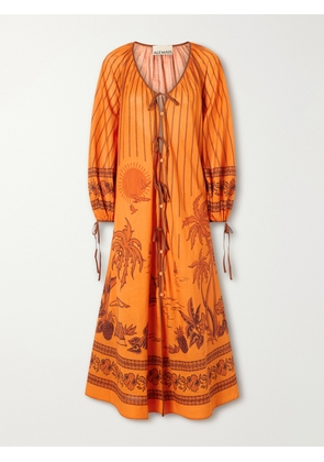 ALÉMAIS - Boathouse Printed Cotton-voile Midi Dress - Orange - UK 6,UK 8,UK 10,UK 12,UK 14