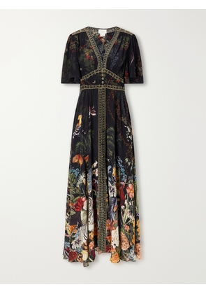 Camilla - Palace Zoology Embellished Printed Silk Maxi Dress - Multi - x small,small,medium,large,x large,xx large