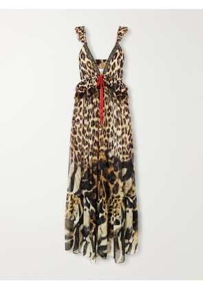 Camilla - Leotigra Land Crystal-embellished Animal-print Silk Maxi Dress - Multi - x small,small,medium,large,x large,xx large