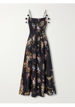 Camilla - Flamenco Folklore Floral-print Linen And Silk-blend Dupioni Midi Dress - Multi - x small,small,medium,large,x large,xx large