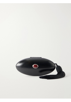 Sophie Buhai - Cyclops Tasseled Silver-stone, Carnelian And Wood Clutch - Black - One size