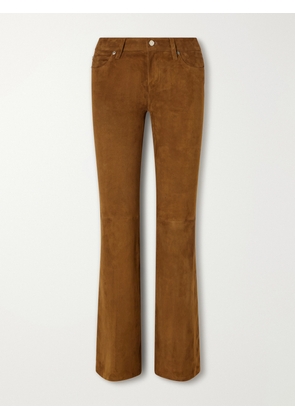 FRAME - The Rodeo Suede Flared Pants - Brown - 23,24,25,26,27,28,29,30,31,32