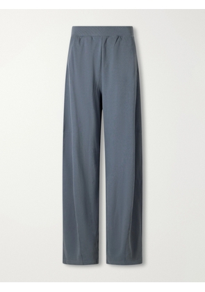Tibi - Winslow Cotton Jersey Wide-leg Track Pants - Blue - xx small,x small,small,medium,large,x large,xx large