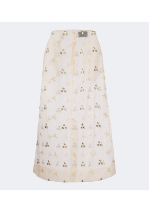 Simone Rocha Embroidered tulle midi skirt
