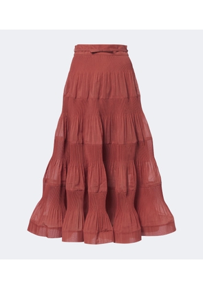 Zimmermann Pleated tiered midi skirt