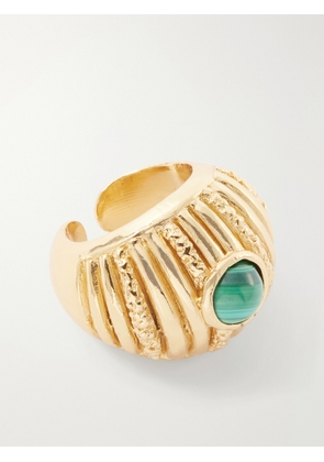 Paola Sighinolfi - Reef 18-karat Gold-plated Pewter And Onyx Ring - 5,6,7,8