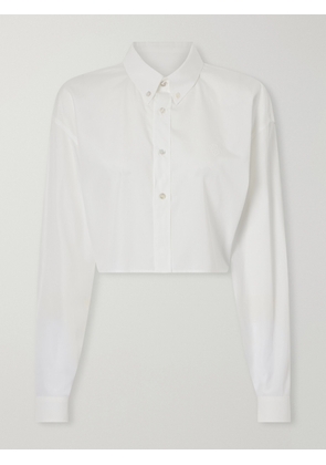 Gucci - Logo-embroidered Cropped Cotton-poplin Shirt - White - IT38,IT40,IT42,IT46