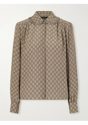 Gucci - Gg Supreme Printed Silk Shirt - Neutrals - IT36,IT38,IT40,IT42,IT44,IT46,IT48