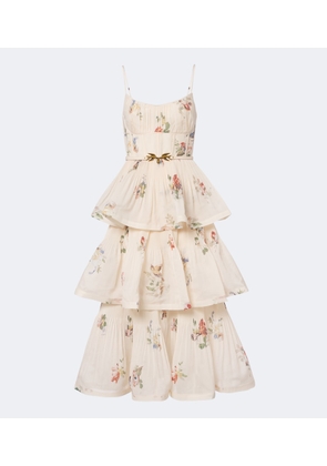 Zimmermann Floral pleated tiered bustier dress