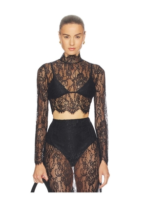 L'AGENCE Henriette Lace Long Sleeve Top in Black. Size XS. Also in XXS, S, M, L.
