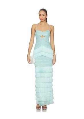 PatBO Clara Fringe Maxi Dress in Blue. Size 6. Also in 4, 10, 12.