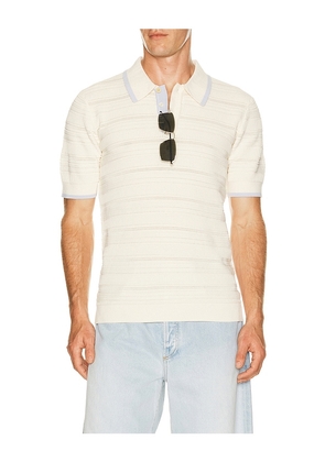 Scotch & Soda Structured Knitted Regular Fit Polo in Cream. Size S. Also in M, L, XL/1X.