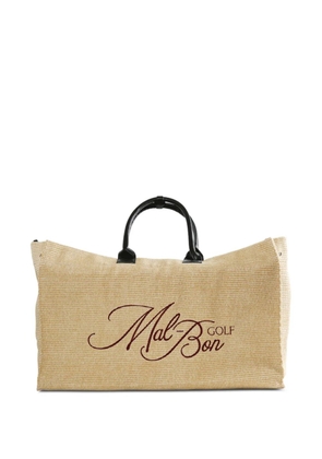 Malbon Golf large logo-embroidered straw tote bag - Neutrals