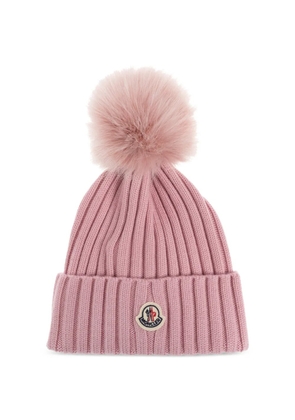 Moncler ribbed-knit pompom beanie hat - Pink