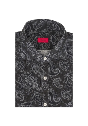 Isaia paisley-print corduroy shirt - Grey