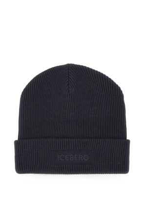 Iceberg ribbed-knit embroidered beanie hat - Blue