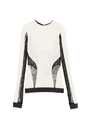 The Attico lace-insert ribbed-knit top - White