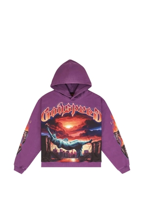 GODSPEED graphic-print long-sleeve hoodie - Purple