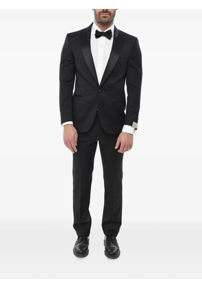 Corneliani satin peak-lapel wool suit - Black