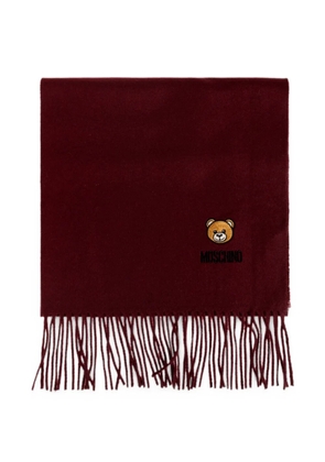 Moschino Teddy Bear fringed scarf - Red