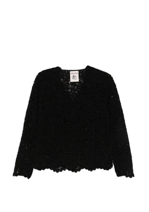 Semicouture lace V-neck knit - Black