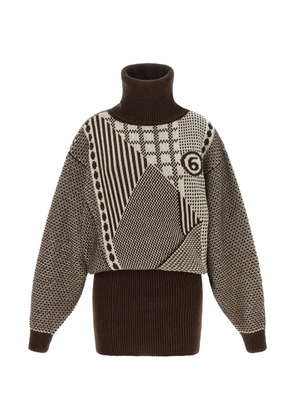MM6 Maison Margiela geometric-pattern mini dress - Brown