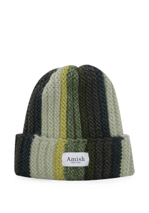 AMISH multi-stripe chunky-knit beanie hat - Green