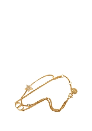 Christian Dior Pre-Owned 2021-2026 Gold Plated and Strass Petit CD Logo Heart Charm Double Chain Bracelet costume bracelet