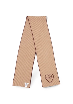 Chloé The Chloé Encoeur scarf in wool & cashmere - Neutrals