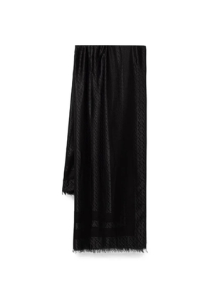 Armani Exchange monogram frayed-edge scarf - Black