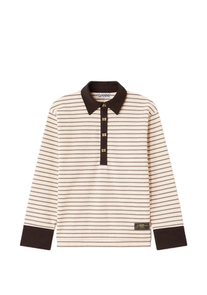 GANNI polo shirt in stripe - Neutrals