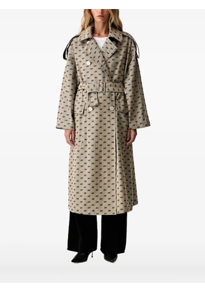 Armani Exchange logo-print double-breasted trench coat - Neutrals
