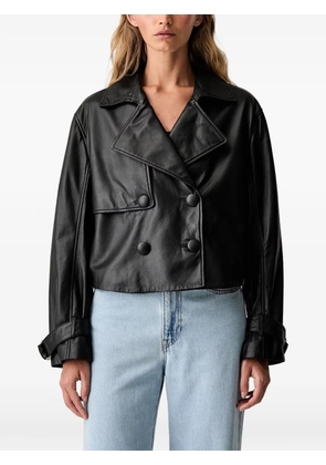 Armani Exchange double-breasted leather jacket - Black