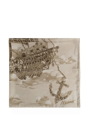 Moschino logo-print silk scarf - Neutrals