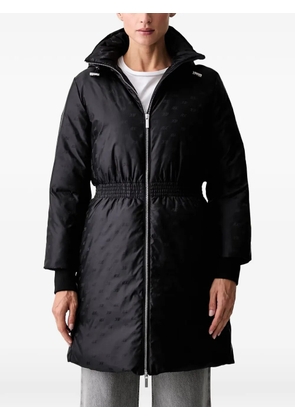 Armani Exchange monogram-pattern hooded coat - Black