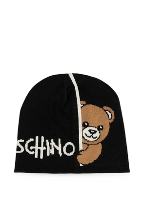Moschino Teddy Bear logo beanie hat - Black