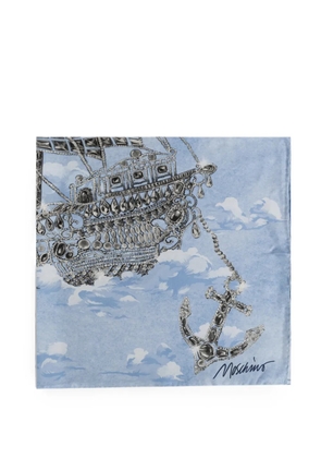 Moschino graphic-print silk scarf - Blue