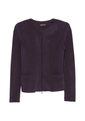 Emporio Armani ribbed-knit zip-up jacket - Purple