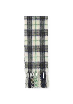 Burberry 窄版格纹羊驼毛混纺围巾 - White
