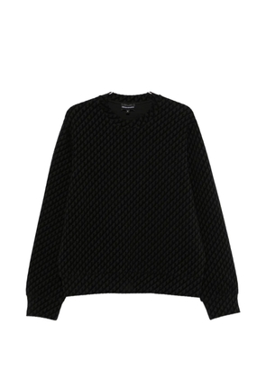 Emporio Armani monogram-pattern crew-neck sweater - Black