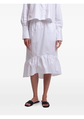 Armani Exchange ruffled-trim elasticated-waist skirt - White