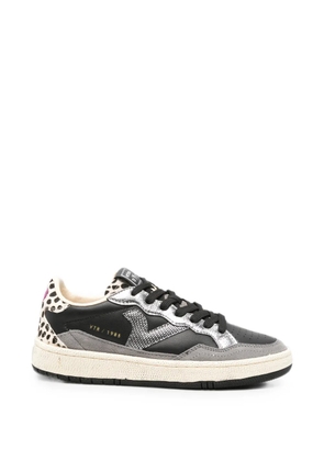 Victoria leopard-print panelled sneakers - Black