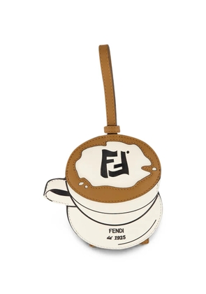 FENDI FF logo-print coffee-cup key ring - Brown