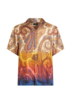 ETRO silk bowling shirt with placed degradé paisley print - Neutrals