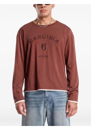 MM6 Maison Margiela logo-print long-sleeved T-shirt - Brown