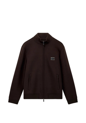 Emporio Armani logo-plaque zip-up sweatshirt - Brown